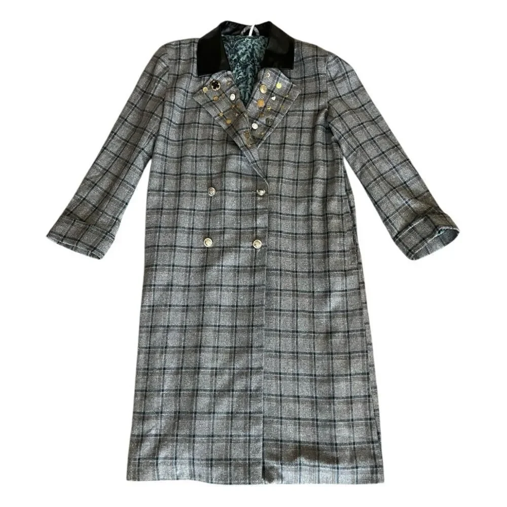 Free People Plaid Double-Breasted Coat